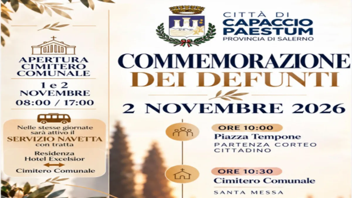 Capaccio Paestum, il programma per ricordare i defunti al Capoluogo