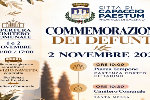 Capaccio Paestum, il programma per ricordare i defunti al Capoluogo