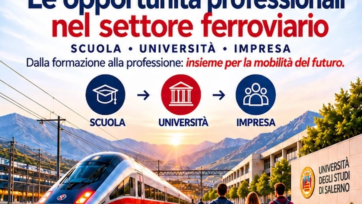 Opportunità professionali nel settore ferroviario e mobilità del futuro: il 30 ottobre incontro all'Unisa promosso dal Dipartimento di Ingegneria Industriale