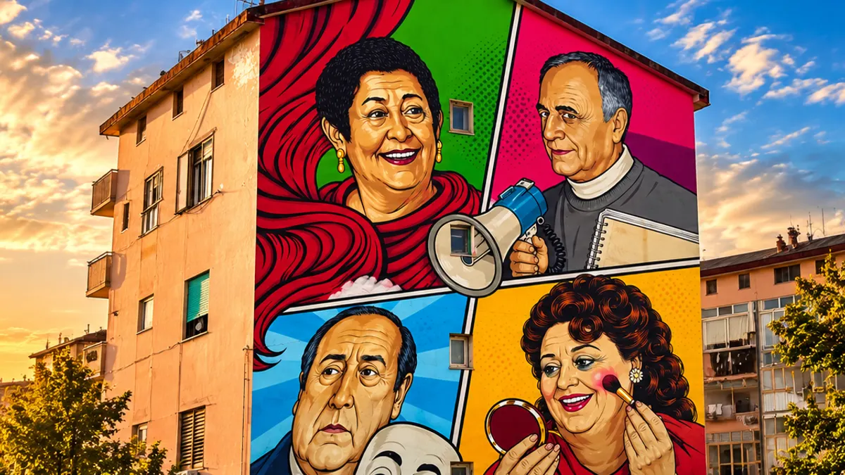 Salerno rende omaggio ai giganti del teatro: a Mariconda il nuovo murale con Regina Senatore, Sandro Nisivoccia, Franco Angrisano e Annabella Schiavone