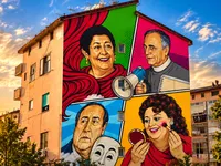 Salerno rende omaggio ai giganti del teatro: a Mariconda il nuovo murale con Regina Senatore, Sandro Nisivoccia, Franco Angrisano e Annabella Schiavone